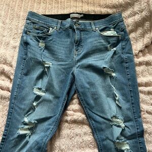 Torrid Blue Boyfriend Jeans with Distressed Details